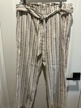 Men's Striped Tie-Waist Chinos in Beige